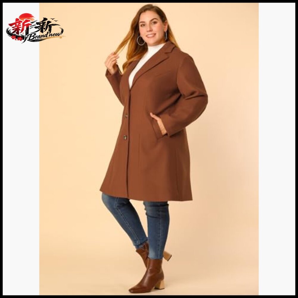 Polyester Long Winter Coat Single Breasted Notche… - image 4